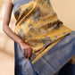 Mustard and Blue Semi-Silk Saree