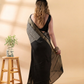 Black Block Print Assam Silk Saree