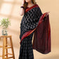 Black and Maroon Maheshwari Silk Saree