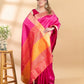 Pink Semi-Raw Silk Saree