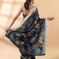 Black Linen Cotton Floral Printed Saree