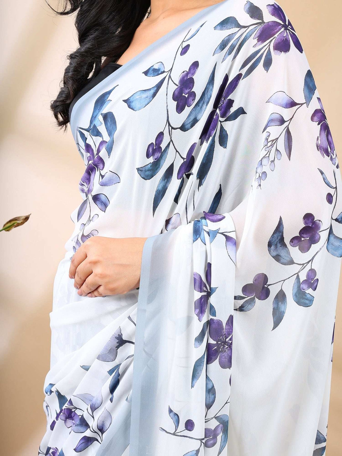 Blue Bloom Georgette Saree