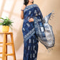 Indigo Grace - Handblock Linen Cotton Saree