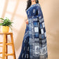 Indigo Grace - Handblock Linen Cotton Saree