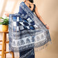 Indigo Grace - Handblock Linen Cotton Saree