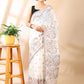White & Beige Jamdani Cotton Saree
