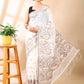 White & Beige Jamdani Cotton Saree