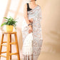 White & Beige Jamdani Cotton Saree
