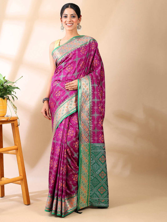 Gul Patola - Semi Silk Saree in Royal Purple