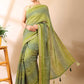 Olive Tapestry -  Bandhani Elegance Saree