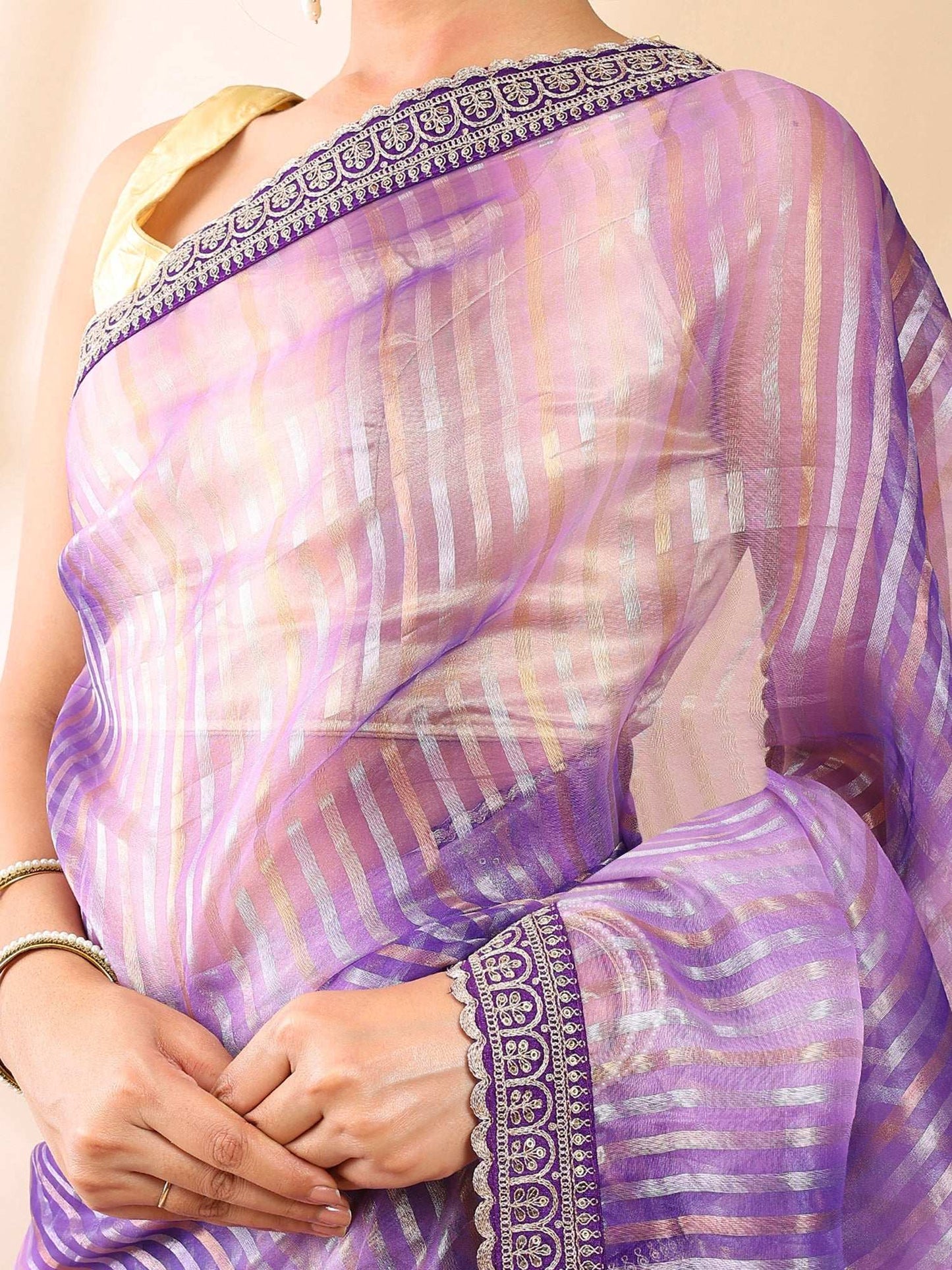 Gulbadan Lilac Organza Saree