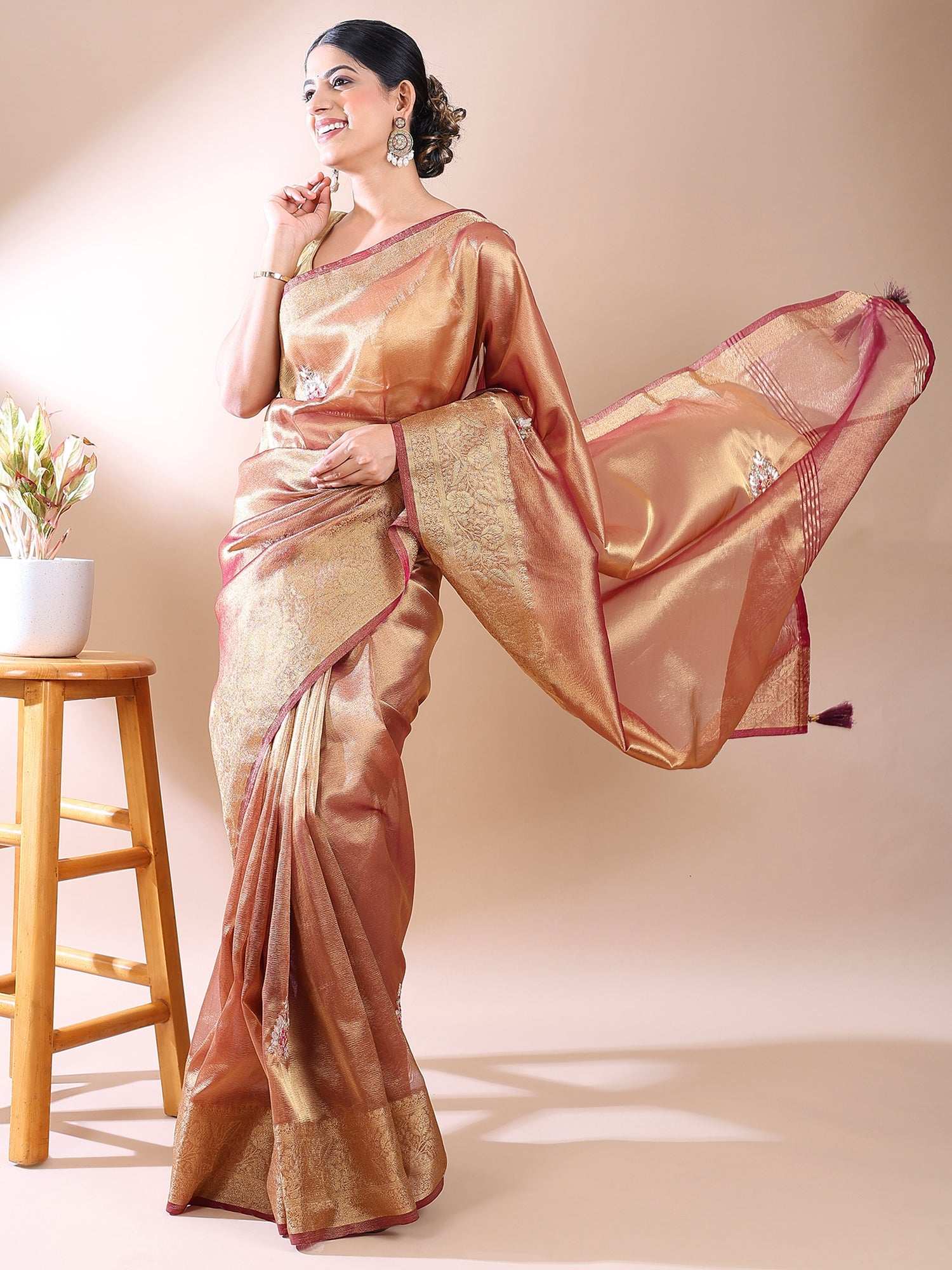 Noor-e-Gulab - Wine Toned Heritage Weave