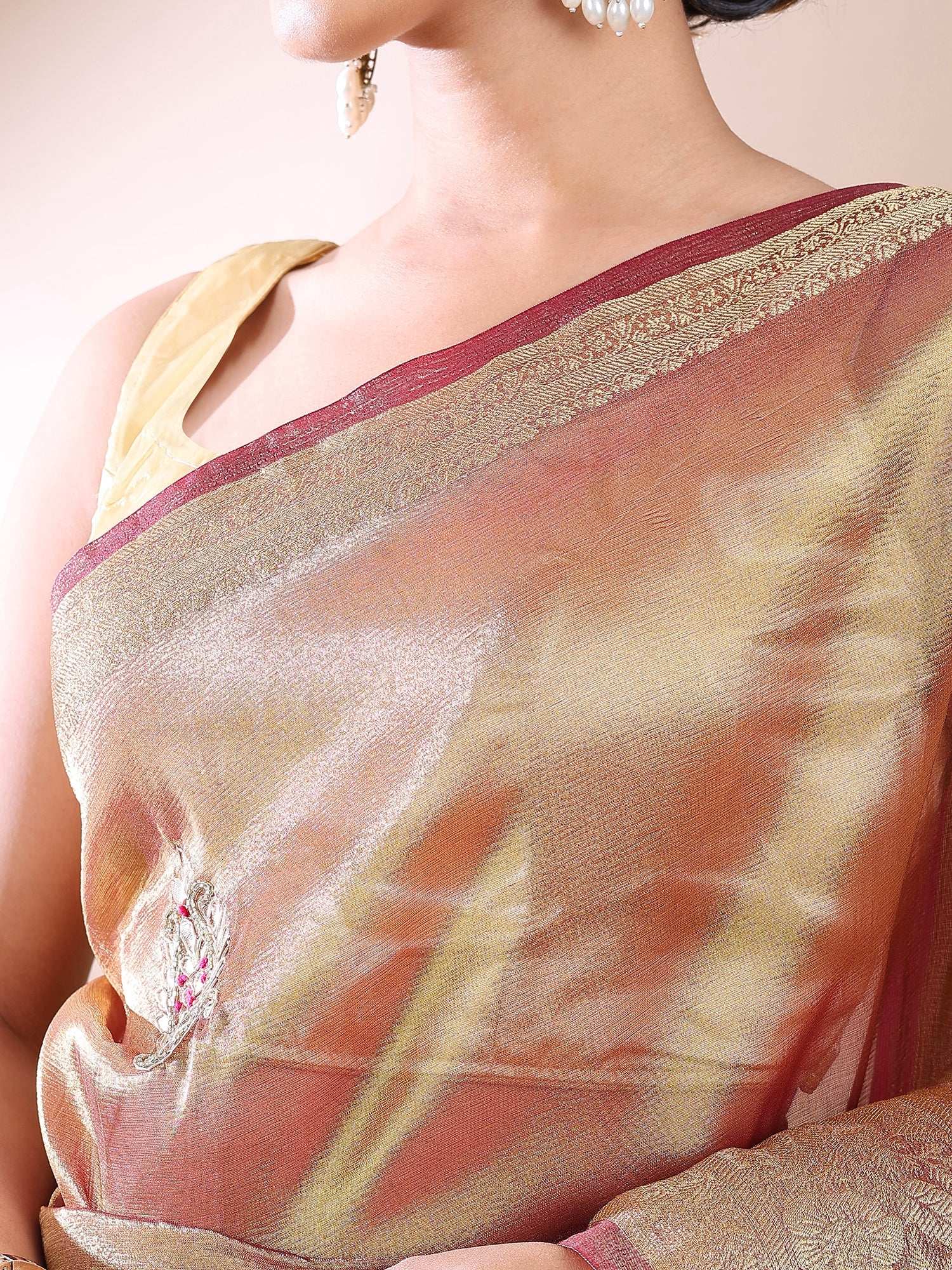 Noor-e-Gulab - Wine Toned Heritage Weave