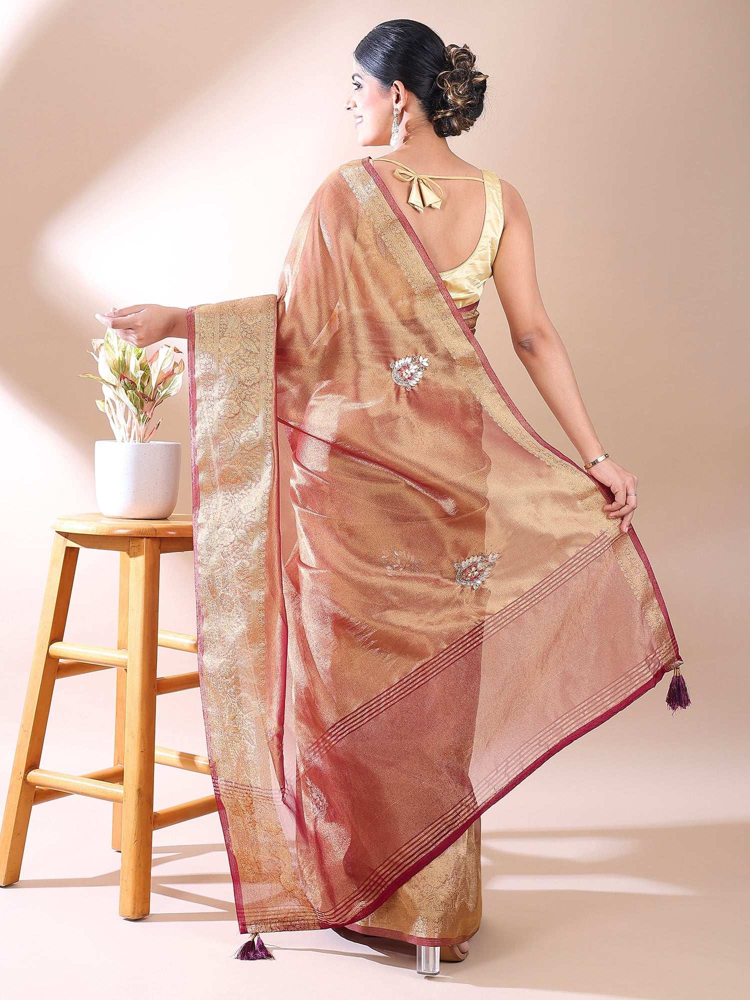 Noor-e-Gulab - Wine Toned Heritage Weave
