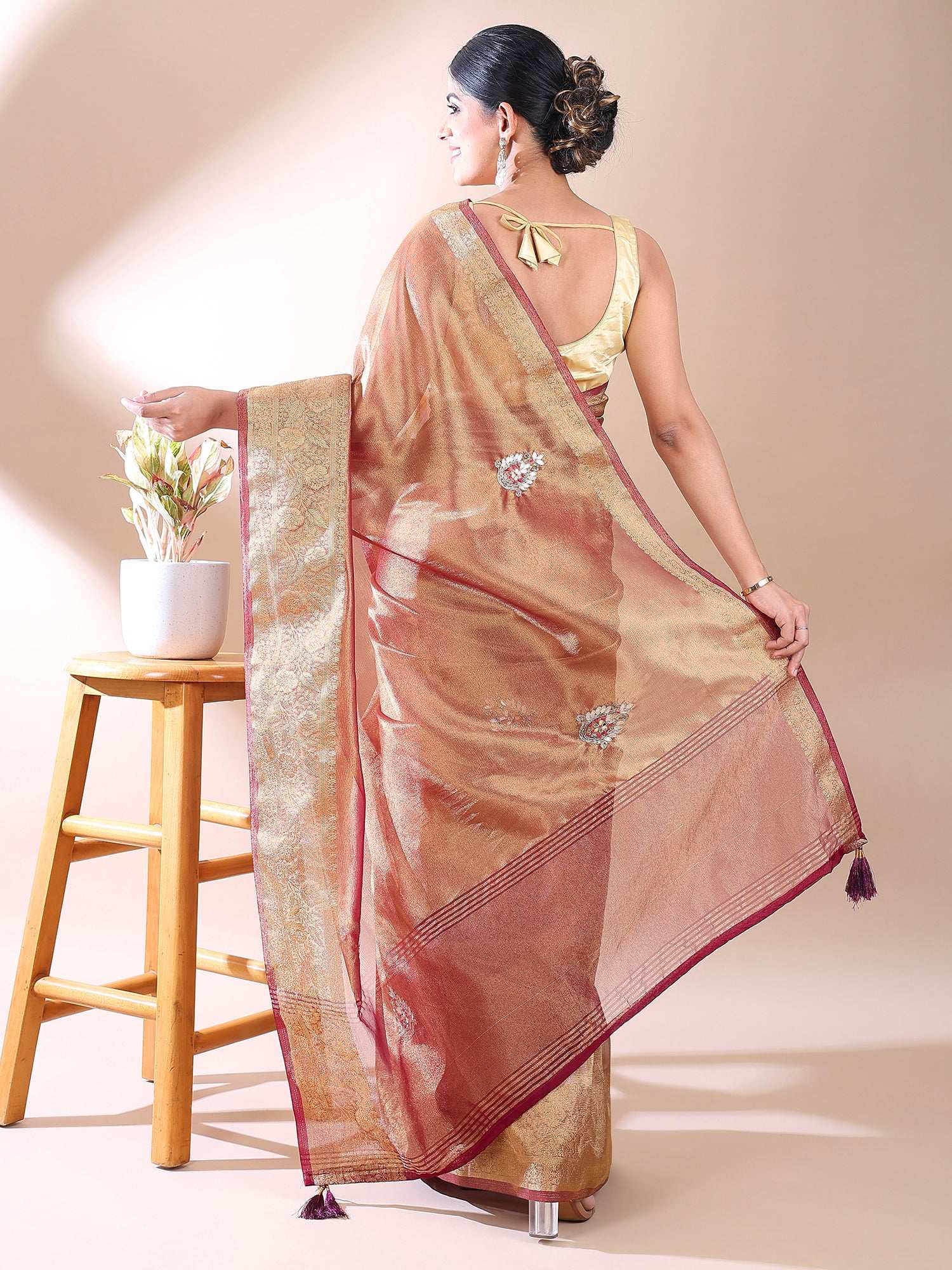 Noor-e-Gulab - Wine Toned Heritage Weave