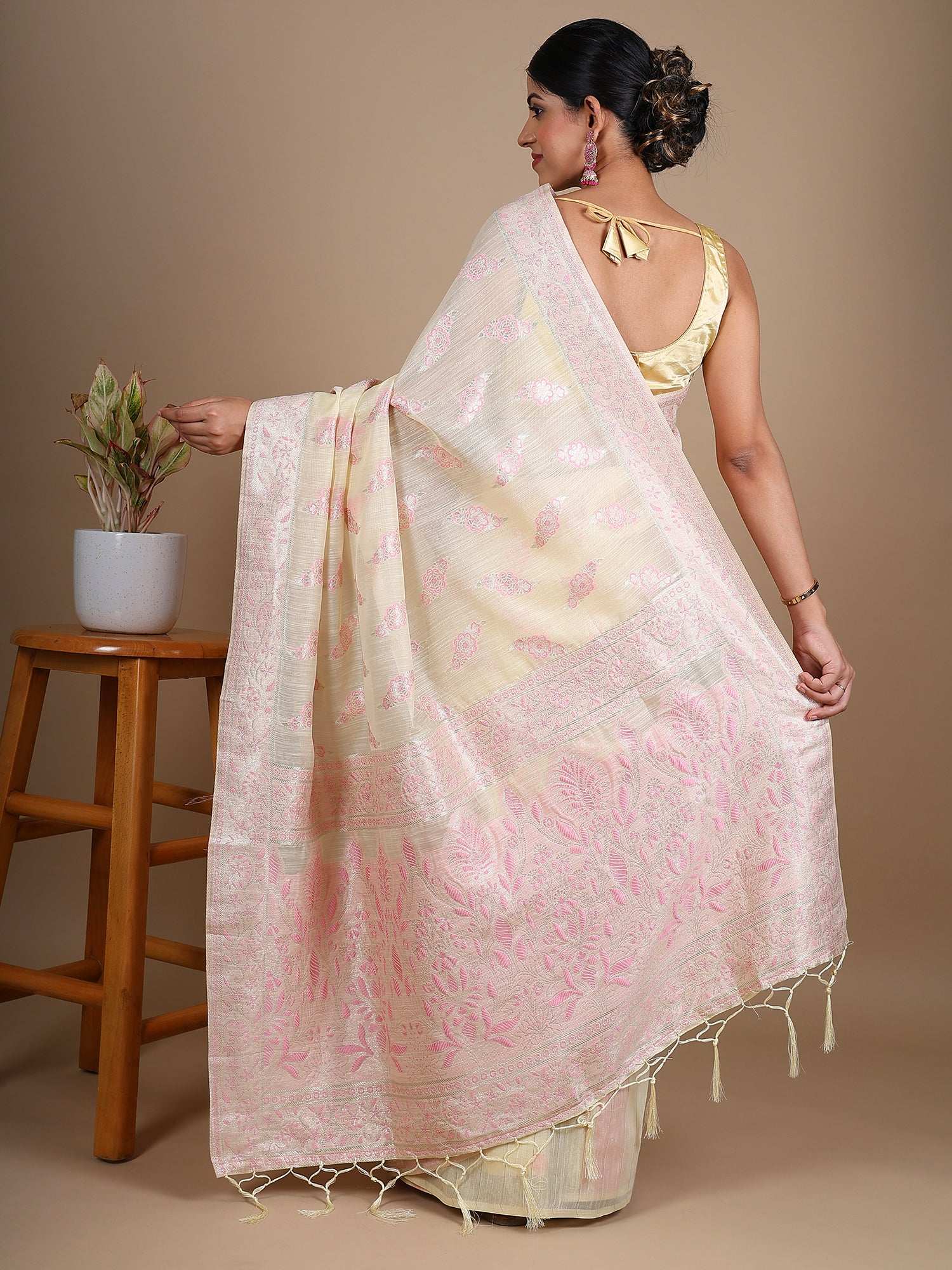 Noor - Cotton Silk Saree in Pastel Yellow