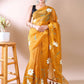 Fresh Bloom- Mustard Yellow Hand-Painted organza Cotton Saree