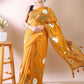 Fresh Bloom- Mustard Yellow Hand-Painted organza Cotton Saree