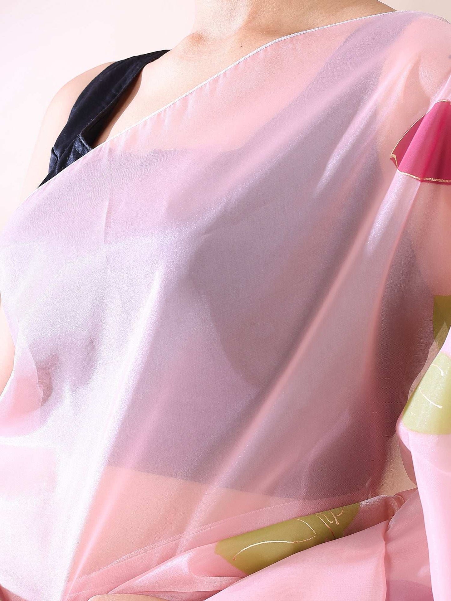 Blossom Breeze- Hand-Painted Organza Saree