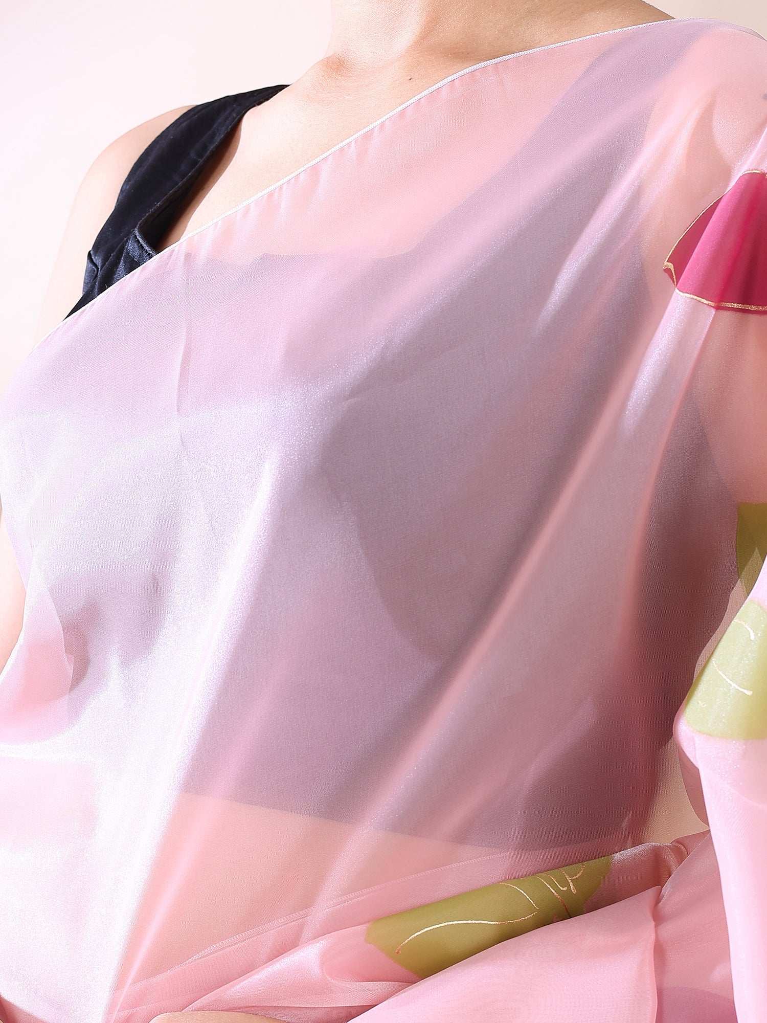 Blossom Breeze- Hand-Painted Organza Saree