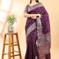 Purple Banarasi Chanderi Zari Floral Saree