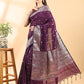 Purple Banarasi Chanderi Zari Floral Saree