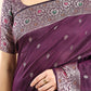 Purple Banarasi Chanderi Zari Floral Saree