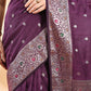 Purple Banarasi Chanderi Zari Floral Saree