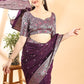 Purple Banarasi Chanderi Zari Floral Saree