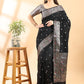 Black Banarasi Chanderi Meenakari Saree