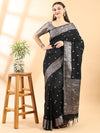 Black Banarasi Chanderi Meenakari Saree