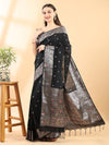 Black Banarasi Chanderi Meenakari Saree