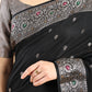 Black Banarasi Chanderi Meenakari Saree