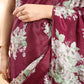 Wine Semi Crepe Floral Printed Saree