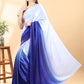 Royal Blue Satin Saree with Rose Gold Shimmer Border