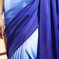 Royal Blue Satin Saree with Rose Gold Shimmer Border