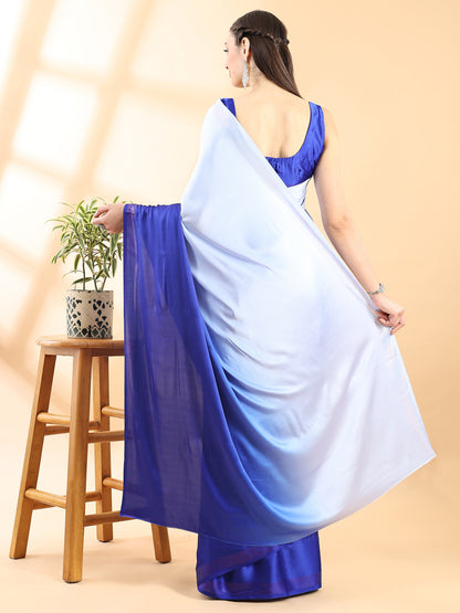 Royal Blue Satin Shimmer Saree