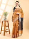 Mustard Chanderi Cotton Zari Woven Saree