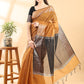 Mustard Chanderi Cotton Zari Woven Saree