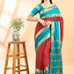 Maroon & Firozi Mysore Crepe Zari Woven Saree