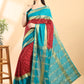 Maroon & Firozi Mysore Crepe Zari Woven Saree