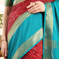 Maroon & Firozi Mysore Crepe Zari Woven Saree