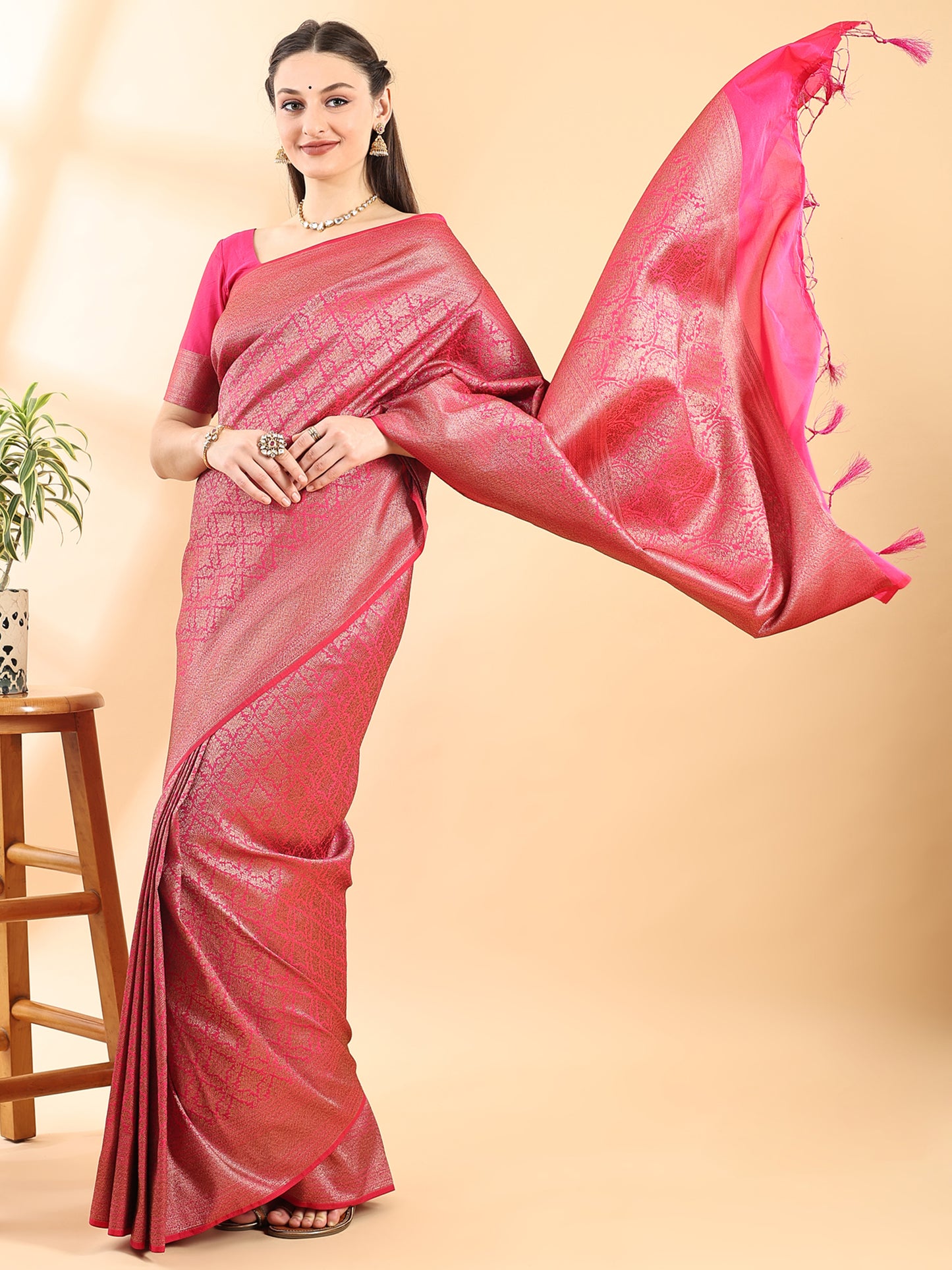 Magenta Banarasi Silk Zari Woven Saree