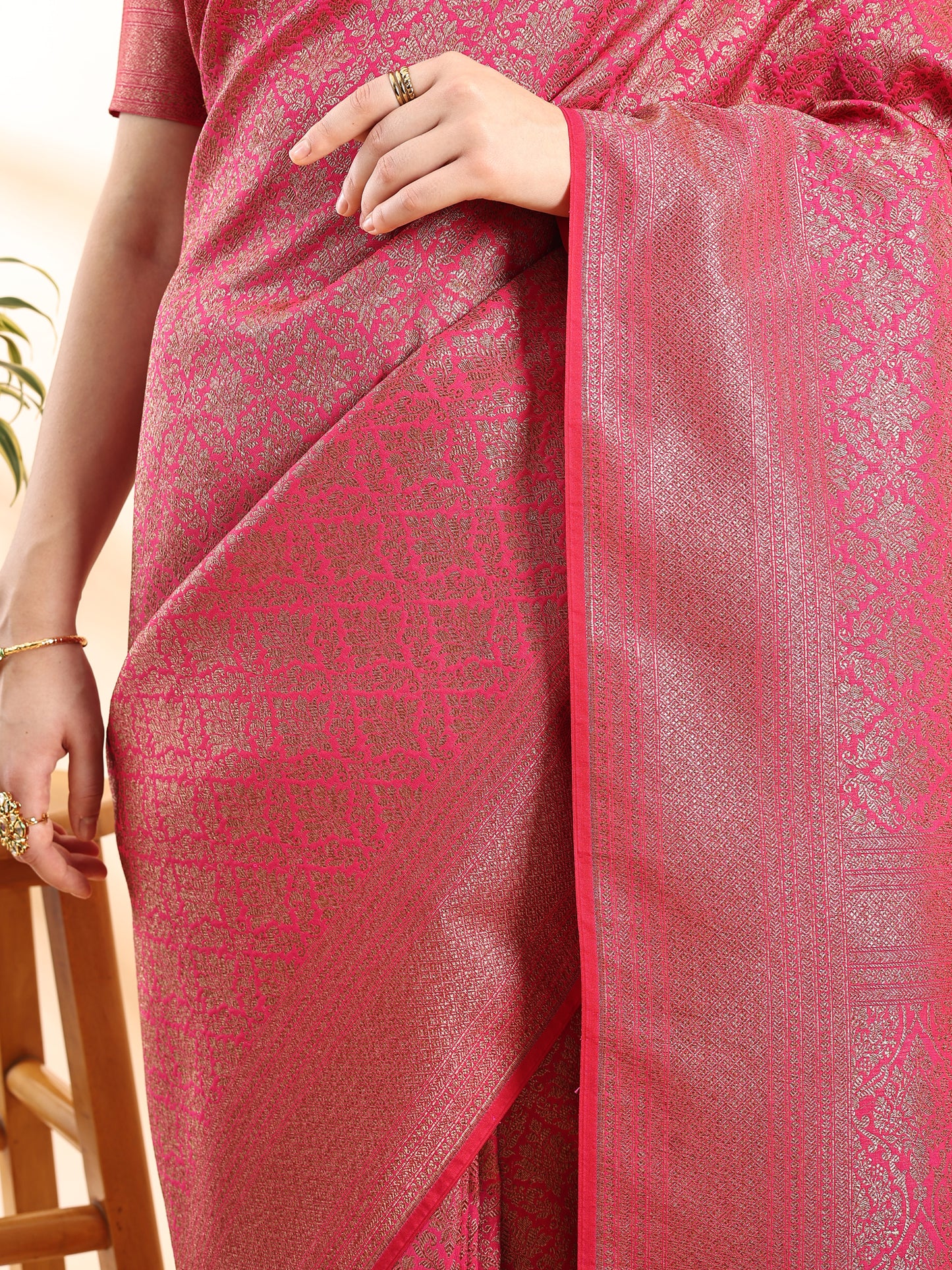 Magenta Banarasi Silk Zari Woven Saree