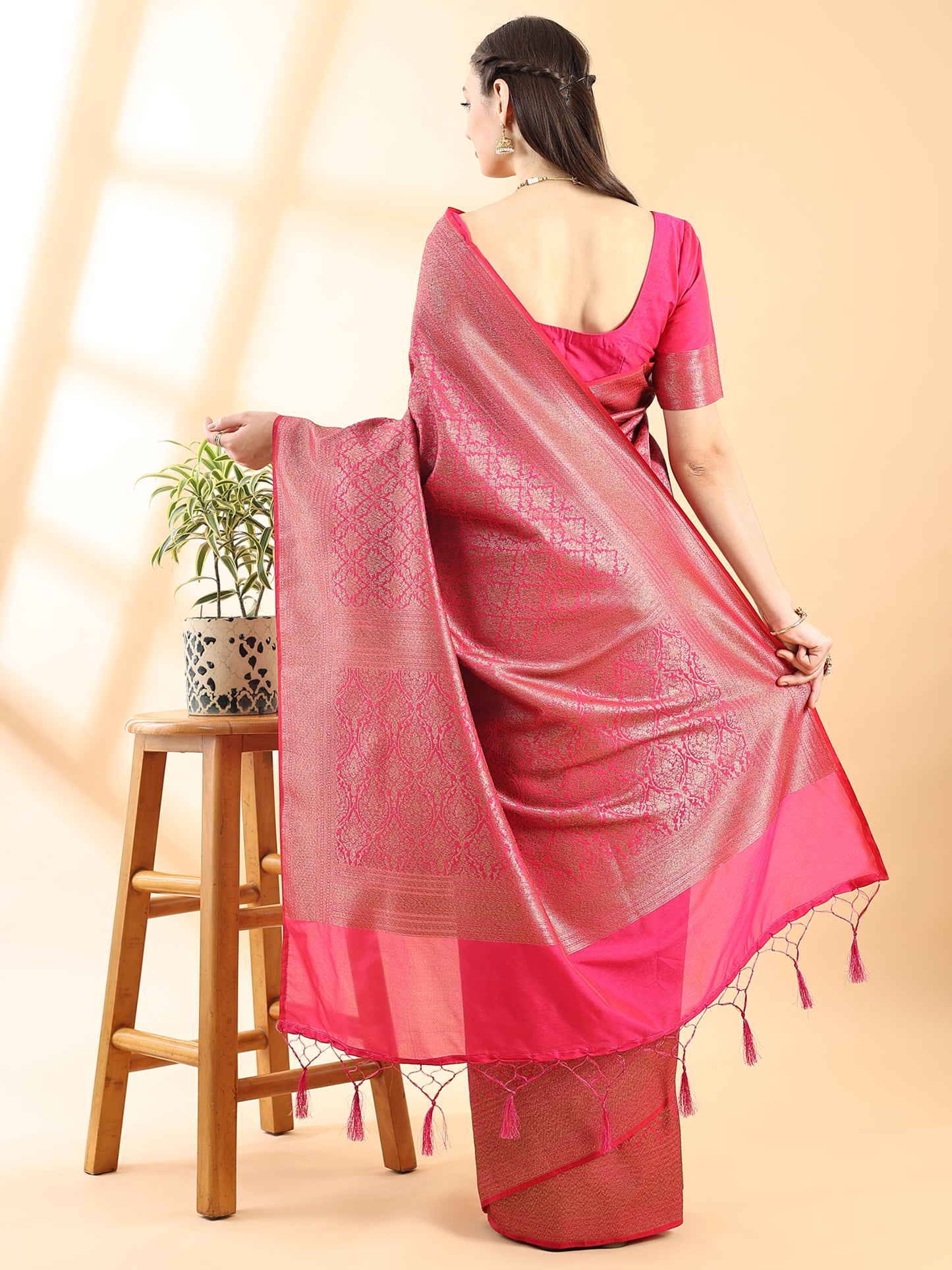Magenta Banarasi Silk Zari Woven Saree