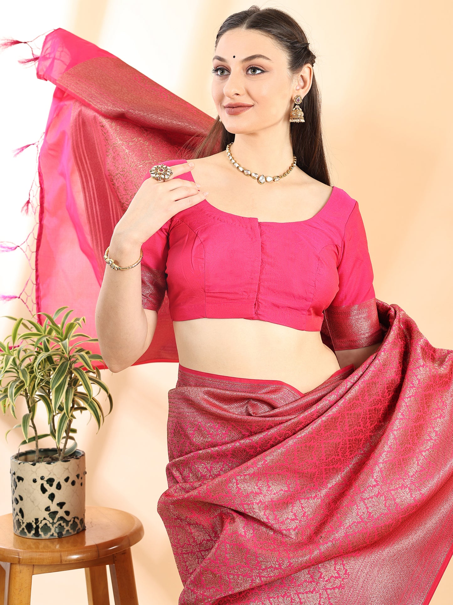 Magenta Banarasi Silk Zari Woven Saree