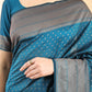 Teal Blue Banarasi Silk Zari Woven Saree