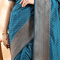 Teal Blue Banarasi Silk Zari Woven Saree