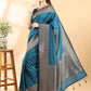 Teal Blue Banarasi Silk Zari Woven Saree