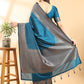 Teal Blue Banarasi Silk Zari Woven Saree
